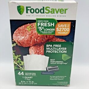 FoodSaver 1 Quart Precut Vacuum Seal Bags BPA-Free 44 Bags 8 in x 11 in NIB